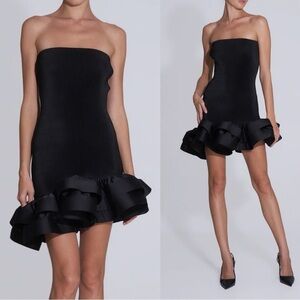 L’Idee Volant Stretch Mini Dress in Black